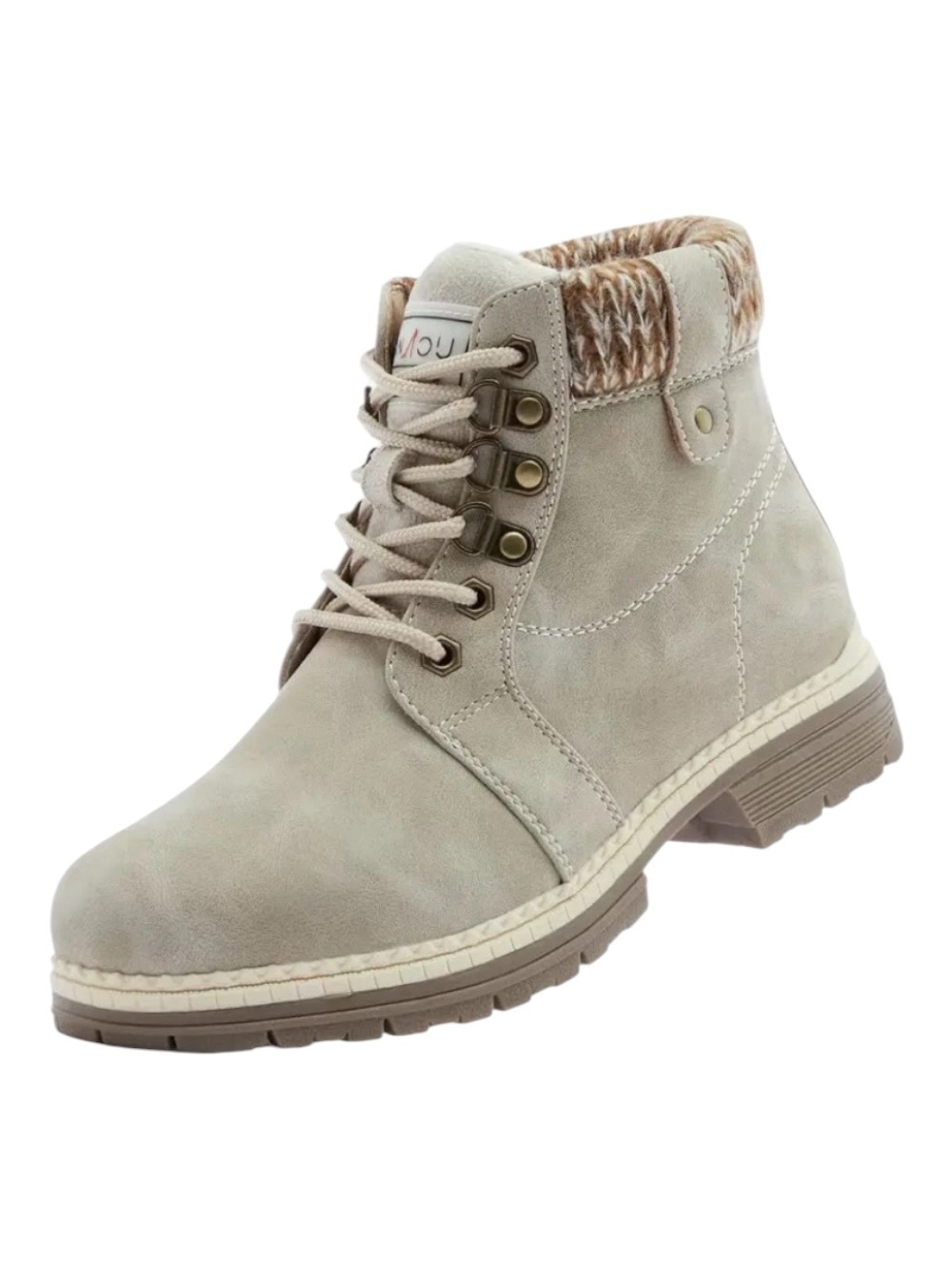 ANJOUFEMME WOMENS CASUAL WINTER HIKING SNOW ANKLE BOOTS SZ 8 BEIGE FASHION